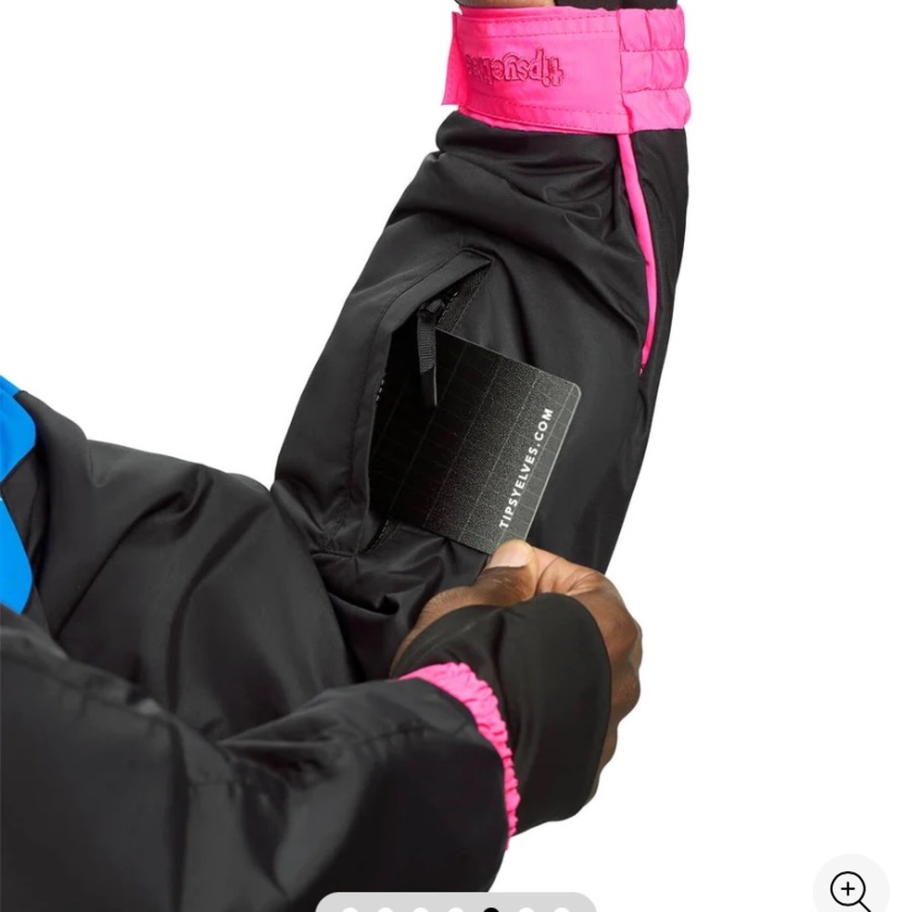 NWT TipsyElves Men’s Night Run Snow Suit in black, blue and pink - Picture 5 of 11